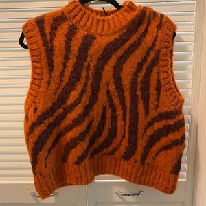 Zara - orange/tiger striped sweater vest